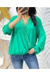 BLOUSE DRAPEE DENTELLE PE77 VERT 