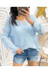 PULL TRICOT FEMME PE343 BLEU CIEL