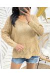 SWETER DAMSKI DZIANINOWY PE343 CAMEL