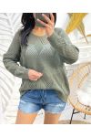 PULL TRICOT FEMME PE343 VERT MILITAIRE