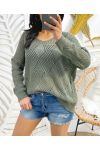 PULL TRICOT FEMME PE343 VERT MILITAIRE