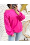 BAUMWOLL-SWEATSHIRT MIT GOLDFARBENEN PE13-FUCHSIA-KNÖPFEN