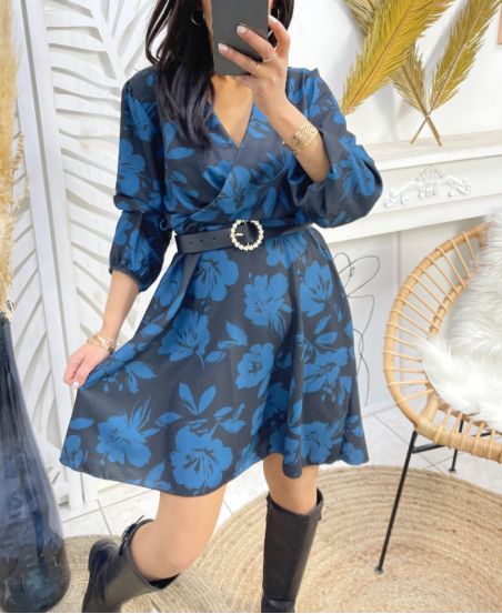 PRINTED DRESS SS76 BLUE