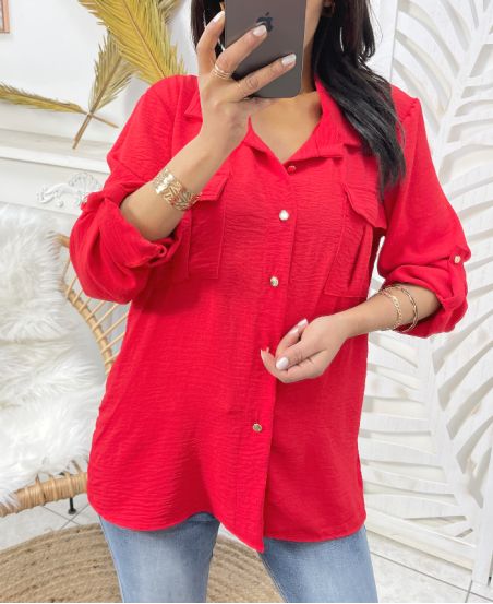 CAMISA DE 2 BOLSILLOS PE207 ROJO