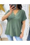 TOP FLUIDO DE ENCAJE PE276 VERDE MILITAR