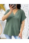 LACE FLUID TOP PE276 MILITARY GREEN