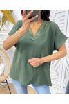 LACE FLUID TOP PE276 MILITARY GREEN