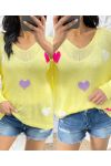 COLORFUL HEARTS KNIT SWEATER SS451 YELLOW