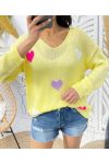 BUNTE HERZEN STRICKPULLOVER SS451 GELB