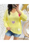 COLORFUL HEARTS KNIT SWEATER SS451 YELLOW