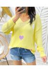 BUNTE HERZEN STRICKPULLOVER SS451 GELB