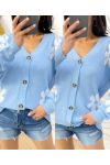 KNITTED CARDIGAN FLOWERS PE446 SKY BLUE