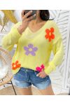 COLORFUL FLOWER KNIT SWEATER SS460 YELLOW