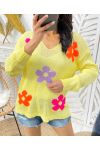 MAGLIONE COLORATO IN MAGLIA A FIORI SS460 GIALLO