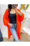 GILET LONG AJOURE PE918 ORANGE