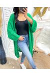 PE918 GREEN OPENWORK LONG CARDIGAN