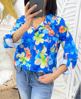 PRINTED POCKET SHIRT PE468 ROYAL BLUE