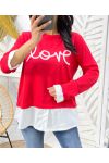 BLUZA SWETERKOWA LOVE PE01 CZERWONA