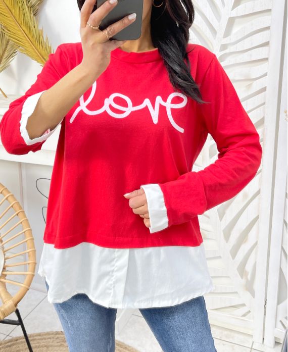 BLUZA SWETERKOWA LOVE PE01 CZERWONA