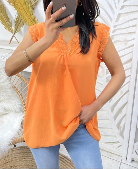 TOP ENCAJE FLUIDO PE709 NARANJA