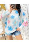 FLOWER PRINT SWEATER PE401 SKY BLUE