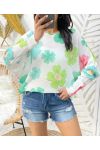 FLOWER PRINT SWEATER PE401 GREEN