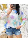 FLOWER PRINT SWEATER PE401 NAVY BLUE