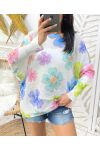 FLOWER PRINT SWEATER PE401 NAVY BLUE