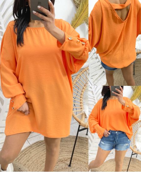 OVERSIZED TOP MIT OFFENEM RÜCKEN PE412 ORANGE