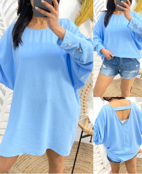 TOP OVERSIZE SCHIENA APERTA PE412 AZZURRO CIELO