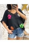 PE395 BLACK FLOWER YOKE JUMPER