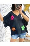 PE395 BLACK FLOWER YOKE JUMPER