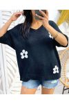 TRICOT FLEUR PE387 NOIR