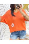 TRICOT FLEUR PE387 ORANGE