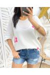 TRICOT FLEUR PE387 BLANC