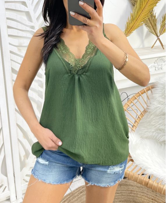 LACE CARISOLE PE368 MILITARY GREEN