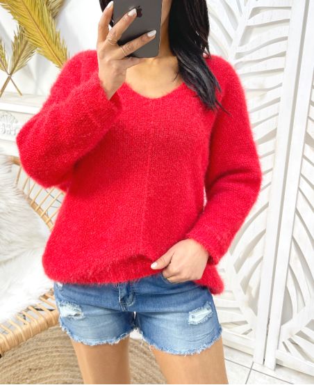 WEICHER PULLOVER MIT V-AUSSCHNITT AW871 ROT