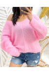 PULLOVER DOUX COL V PE871 ROSE