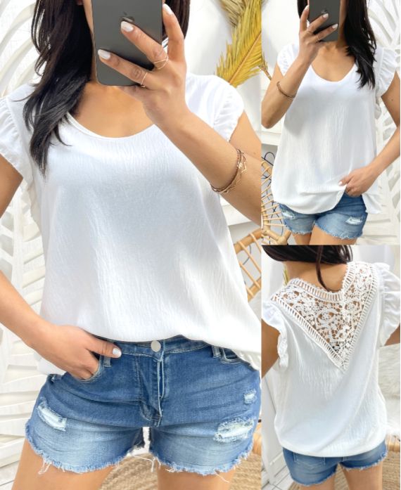 LACE BACK TOP PE333 WHITE