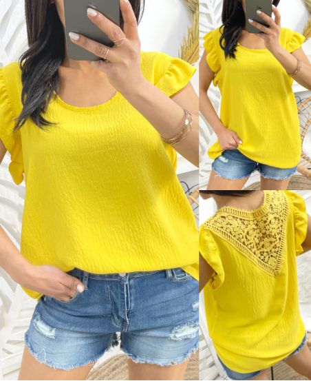 LACE BACK TOP PE333 YELLOW