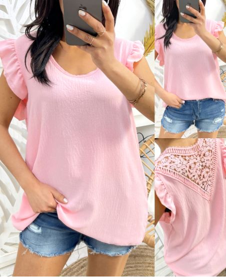 LACE BACK TOP PE333 PINK