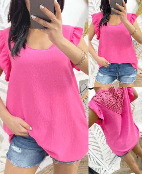 TOP POSTERIORE IN PIZZO PE333 FUCSIA