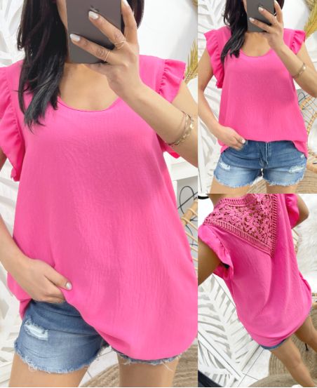 LACE BACK TOP PE333 FUCHSIA