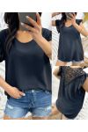 LACE BACK TOP PE333 BLACK