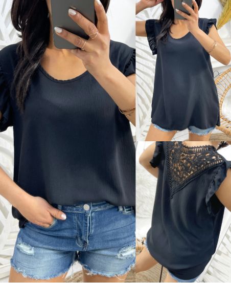 LACE BACK TOP PE333 BLACK