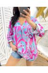 BLUSA FLUIDA VISCOSA PE410 AZUL-FUSHIA