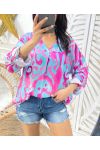 BLUSA FLUIDA VISCOSA PE410 AZUL-FUSHIA