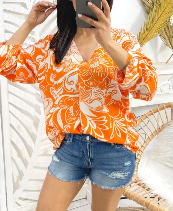 BLOUSE VISCOSE PE379 ORANGE