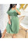 LONG DRESS WITH SLITS PE994 MILITARY GREEN