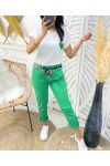 PACK 4 PANTALONS AVEC CEINTURE FANTAISIE S M L XL 9354 VERT EMERAUDE